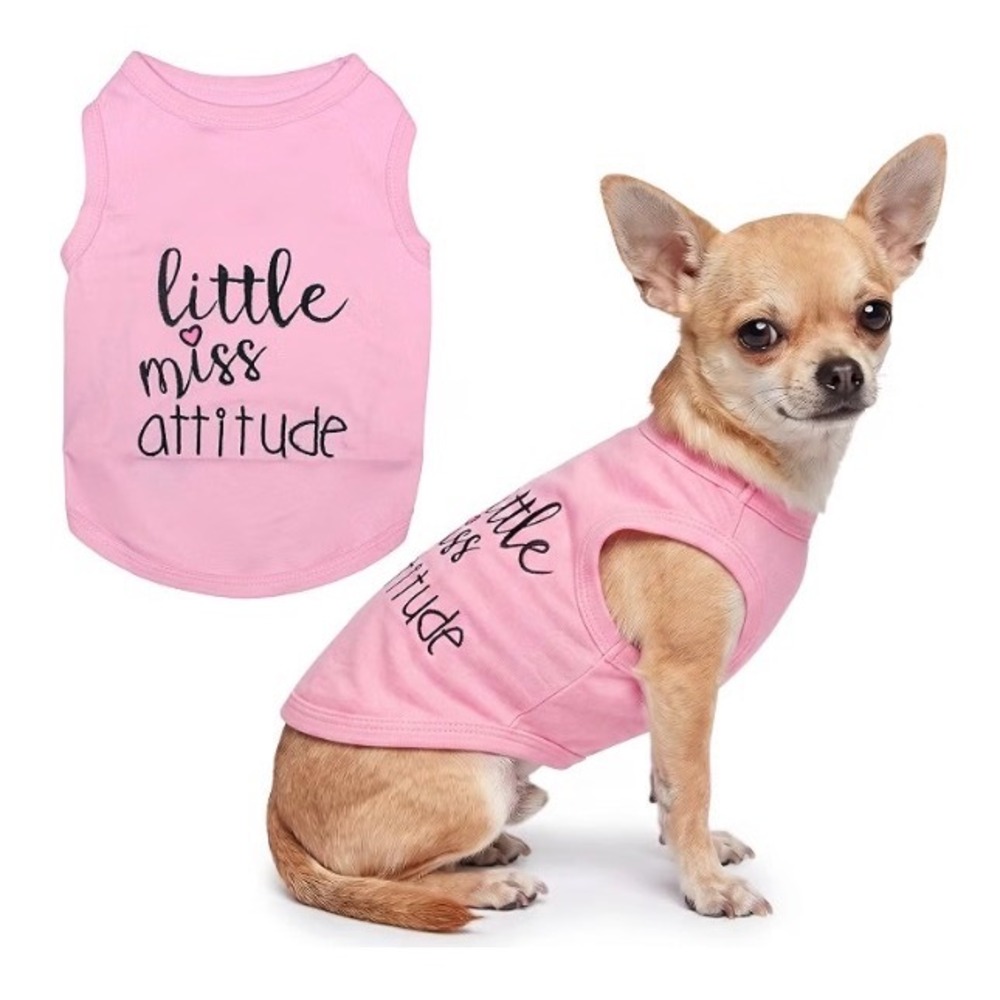 Parisian Pet Little Miss Attitude Pink Cotton Dog Shirt Small P085S New